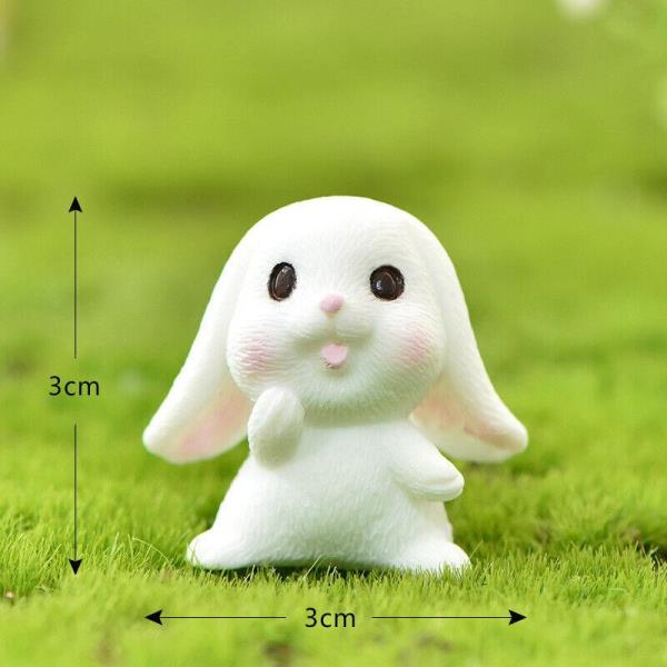 6 Cartoon Rabbit Carrot Resin Mini Sculpture Figurines