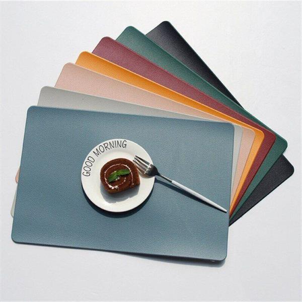 4 Faux Leather Rectangle Table Dining Placemats