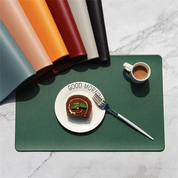 4 Faux Leather Rectangle Table Dining Placemats