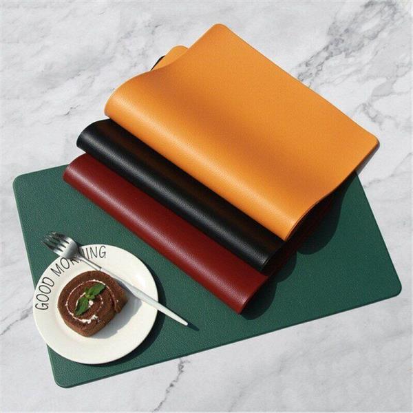 4 Faux Leather Rectangle Table Dining Placemats