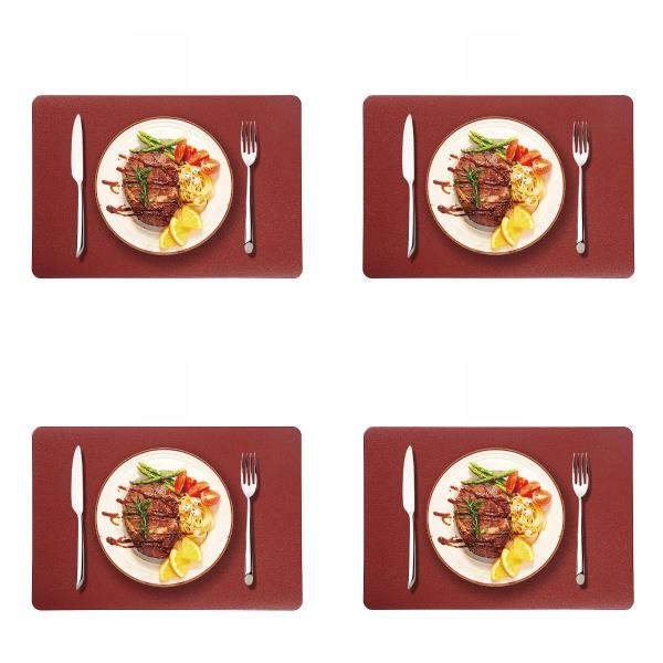 4 Faux Leather Rectangle Table Dining Placemats