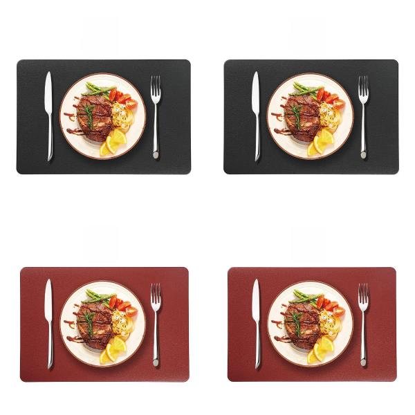 4 Faux Leather Rectangle Table Dining Placemats