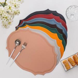 4 Retro Oval Faux Leather Table Dining Placemats