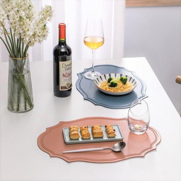 4 Retro Oval Faux Leather Table Dining Placemats