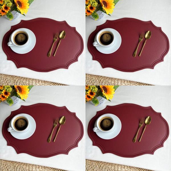 4 Retro Oval Faux Leather Table Dining Placemats