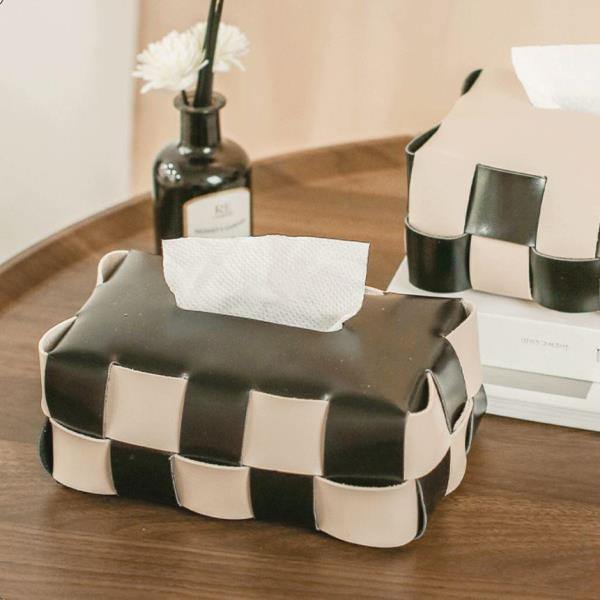 Braid Leather Paper Tissue Box Cover