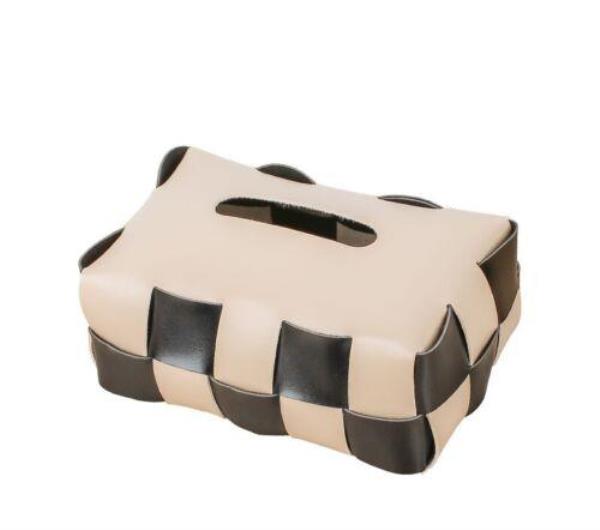 Braid Leather Paper Tissue Box Cover