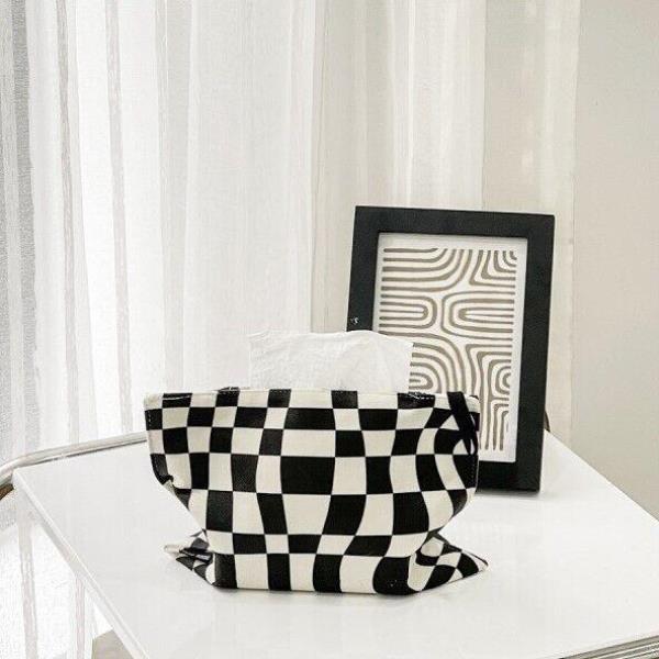 Checkerboard Cashmere Paper Tissue Box Cover