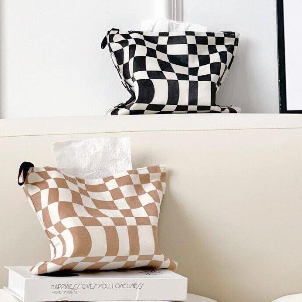 Checkerboard Cashmere Paper Tissue Box Cover