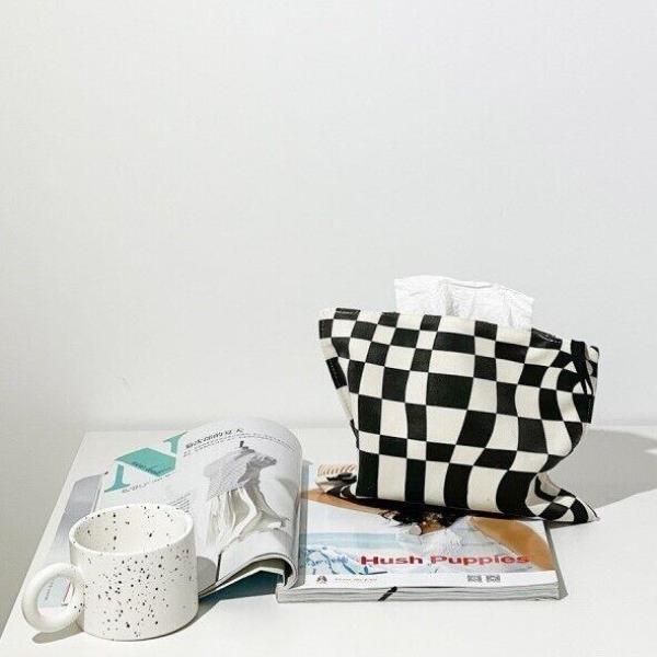 Checkerboard Cashmere Paper Tissue Box Cover