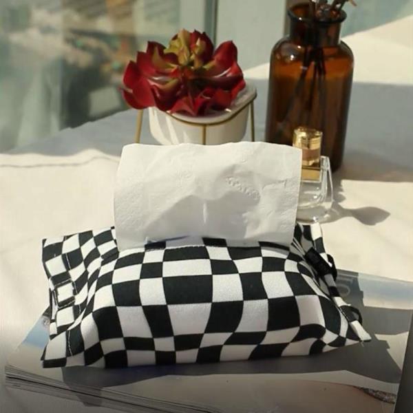 Elegant Chessboard Pattern Tissue Napkin Box Cover