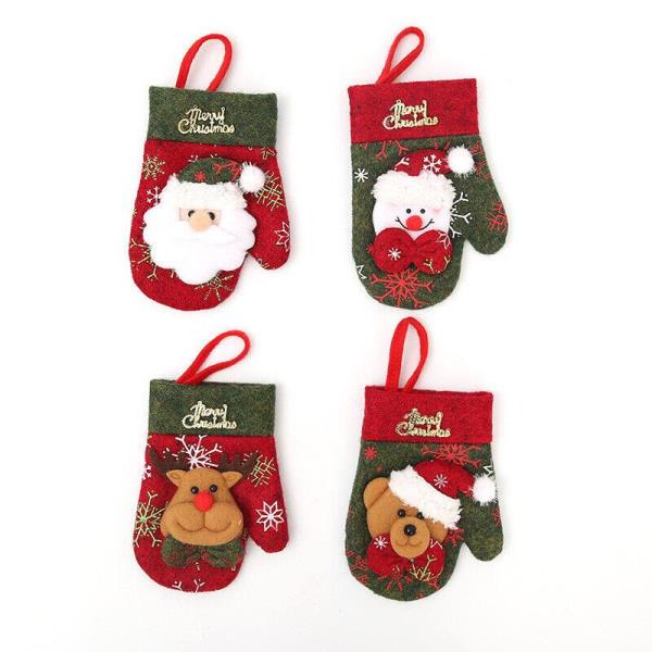 4 Pcs Christmas Santa Red Glove Tree Decoration Ornaments 