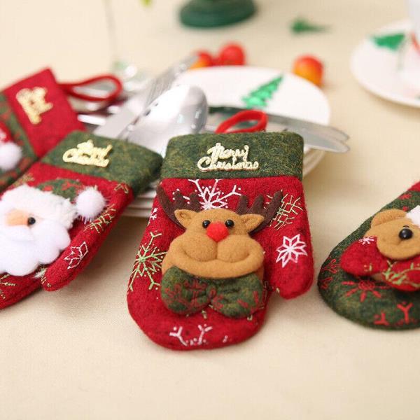 4 Pcs Christmas Santa Red Glove Tree Decoration Ornaments 