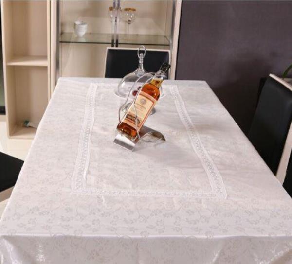 110 x 110 CM European Satin Flower Off White Lace Tablecloth