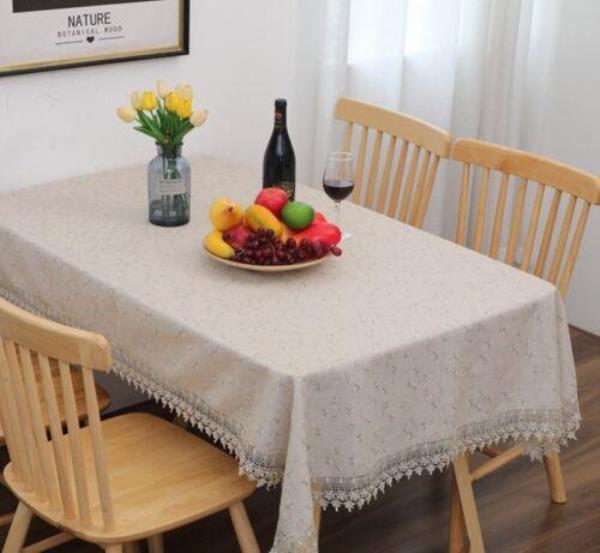 110 x 110 CM Flower Embroidery Lace Cotton Dining Tablecloth