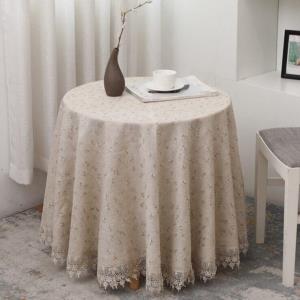 110 x 110 CM European Satin Flower Off White Lace Tablecloth