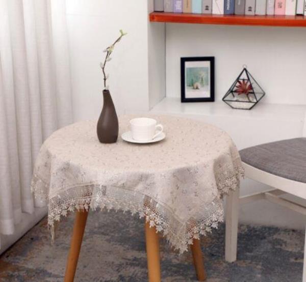 130 x 180 CM Flower Embroidery Lace Cotton Dining Tablecloth