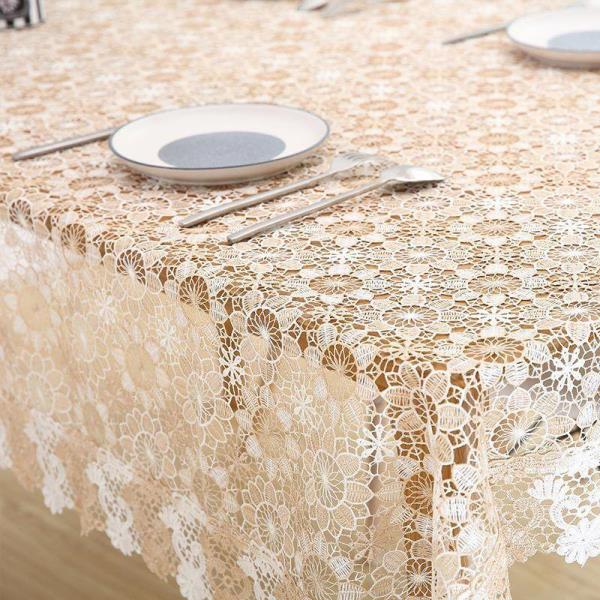 130 x 180 CM Hollow Daisy Flower Lace Rectangle Tablecloth