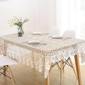 130 x 180 CM Retro Light Brown Flower Lace Rectangle Tablecloth