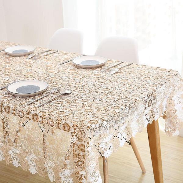 130 x 180 CM Hollow Daisy Flower Lace Rectangle Tablecloth