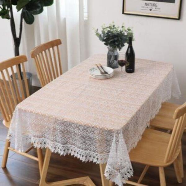 130 x 180 CM Cream Flower Lace Rectangle Dining Tablecloth