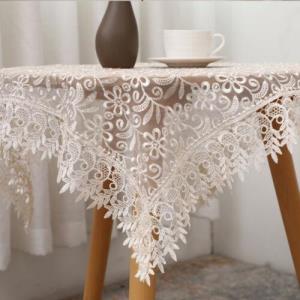 130 x 180 CM Cream Flower Lace Rectangle Dining Tablecloth