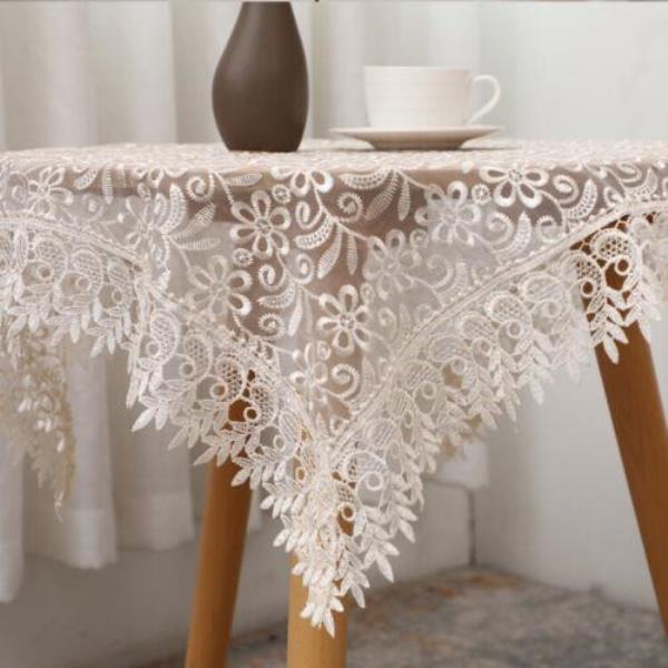 130 x 180 CM Cream Flower Lace Rectangle Dining Tablecloth