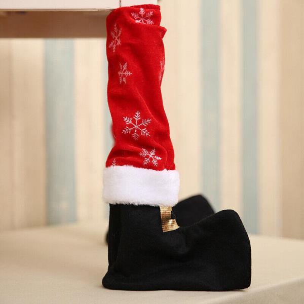 Christmas Red Santa Boots Chair Leg Decorations