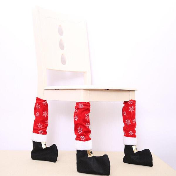 Christmas Red Santa Boots Chair Leg Decorations