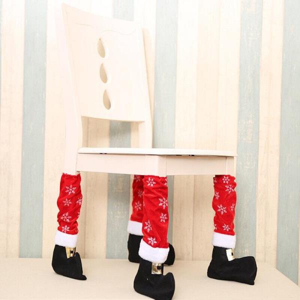 Christmas Red Santa Boots Chair Leg Decorations