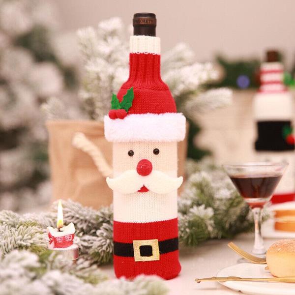 Christmas Red Santa Wine Bottle Cover Decoration