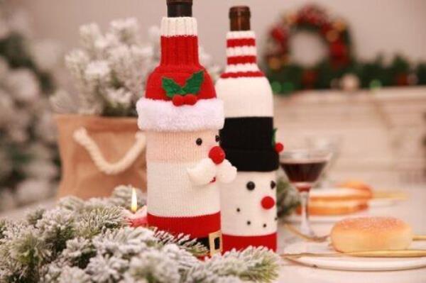 Christmas Red Santa Wine Bottle Cover Decoration