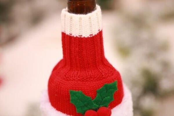 Christmas Red Santa Wine Bottle Cover Decoration