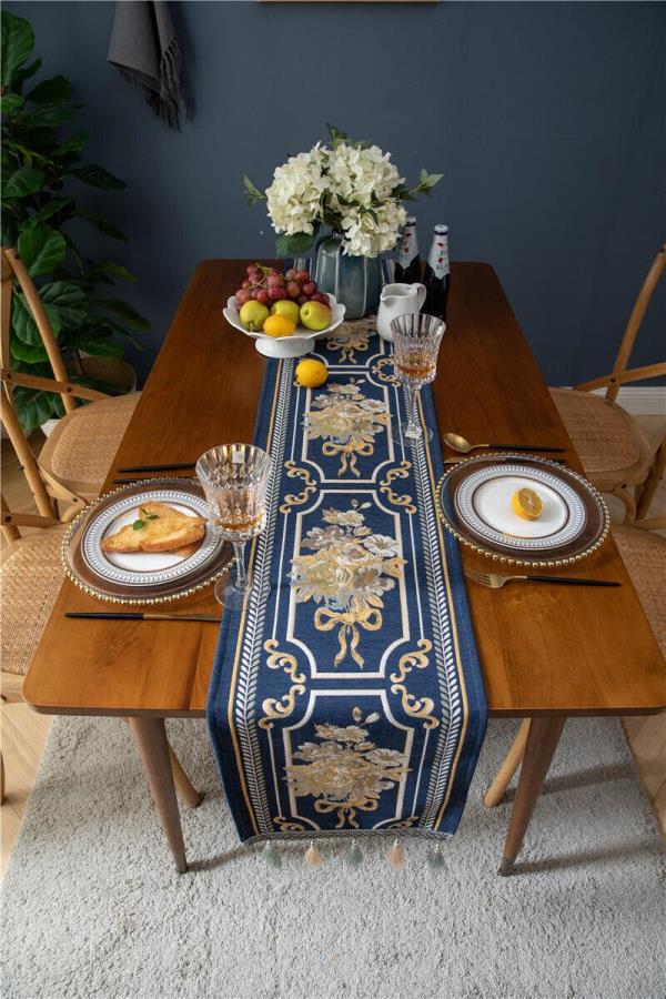 180 CM Luxury Flower Tassel Dining Table Runner