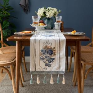 180 CM Luxury Flower Tassel Dining Table Runner