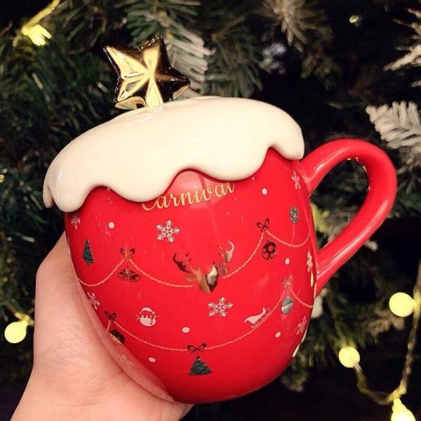 Christmas Red Snow Ceramic Coffee Tea Drinking Mug