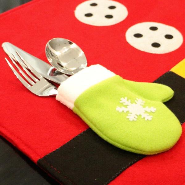 2 Pcs Christmas Red Rectangle Table Dining Cutlery Placemat