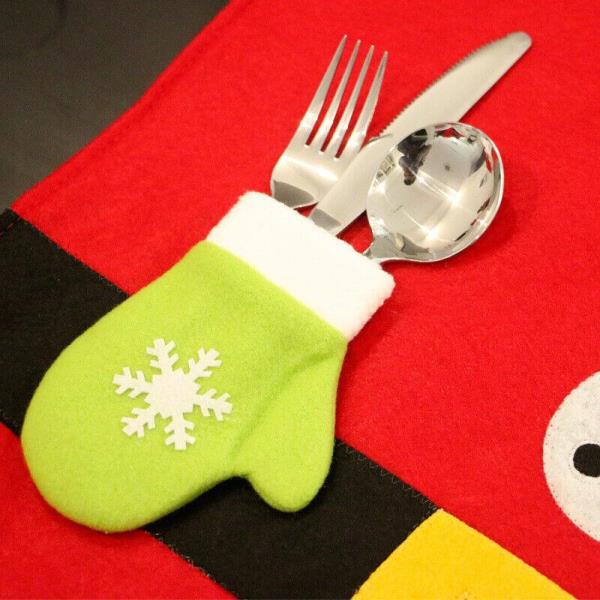 2 Pcs Christmas Red Rectangle Table Dining Cutlery Placemat