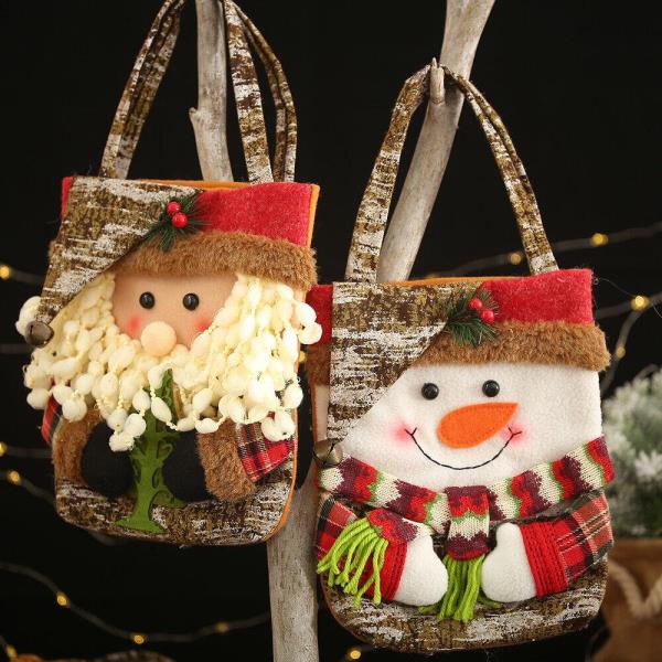 Christmas Santa Cartoon 3D Lunch Gift Candy Handbag 