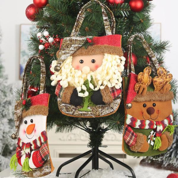 Christmas Santa Cartoon 3D Lunch Gift Candy Handbag 