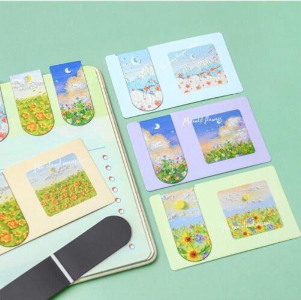 4 Pcs Oil Painting Magnetic Bookmarks