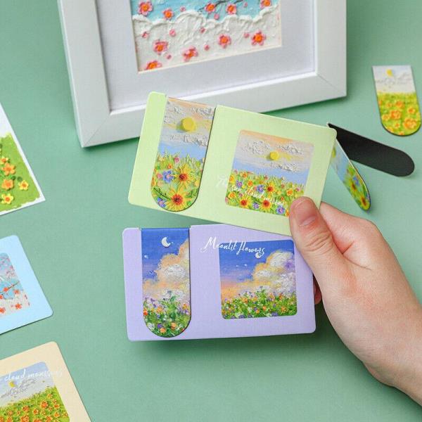 4 Pcs Oil Painting Magnetic Bookmarks