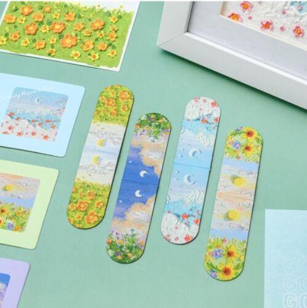 4 Pcs Oil Painting Magnetic Bookmarks