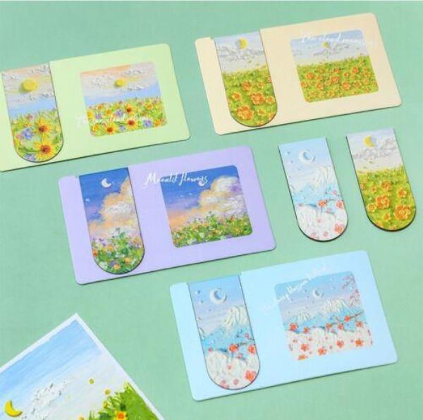 4 Pcs Oil Painting Magnetic Bookmarks