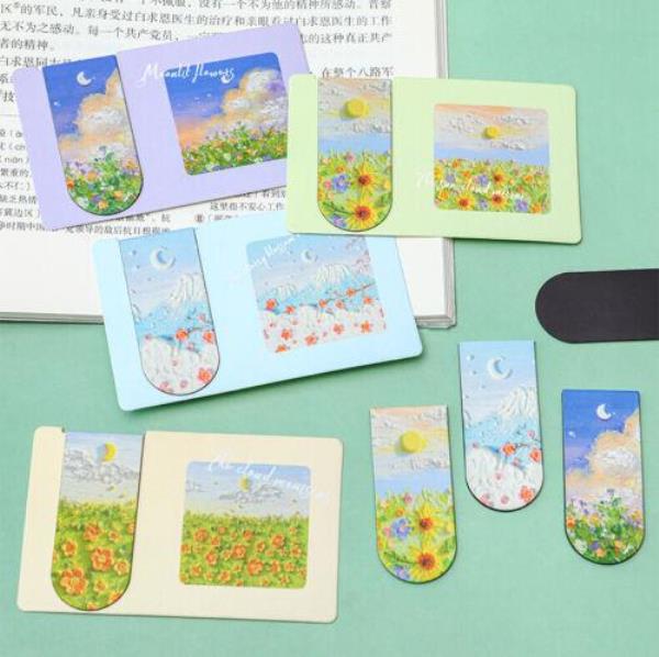 4 Pcs Oil Painting Magnetic Bookmarks