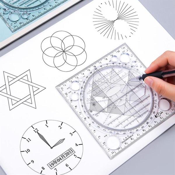 Geometric Multifunctional Fast Drawing 3D Shape Template Ruler