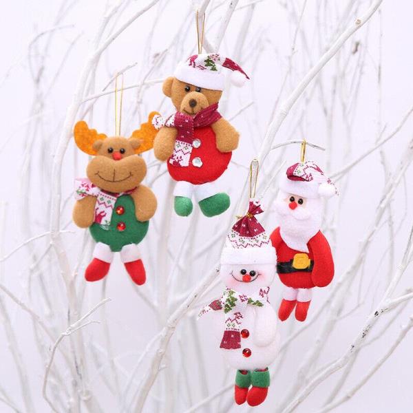 4 Pcs Christmas Snowman Santa Hanging Tree Ornaments