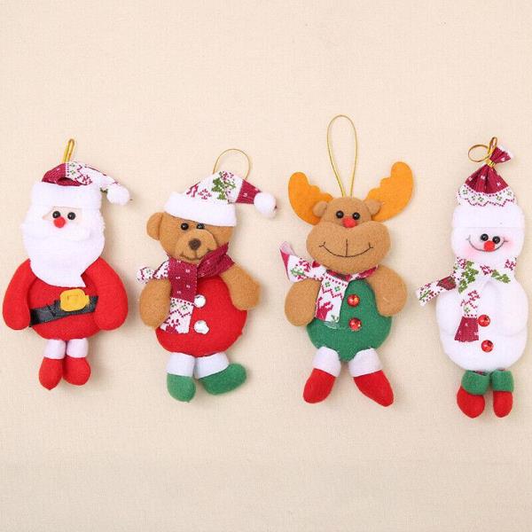 4 Pcs Christmas Snowman Santa Hanging Tree Ornaments