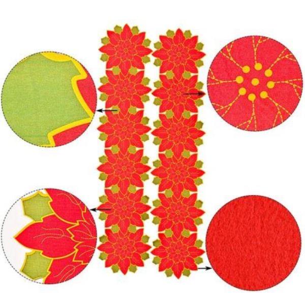 Christmas Red Flower Dining Table Runner