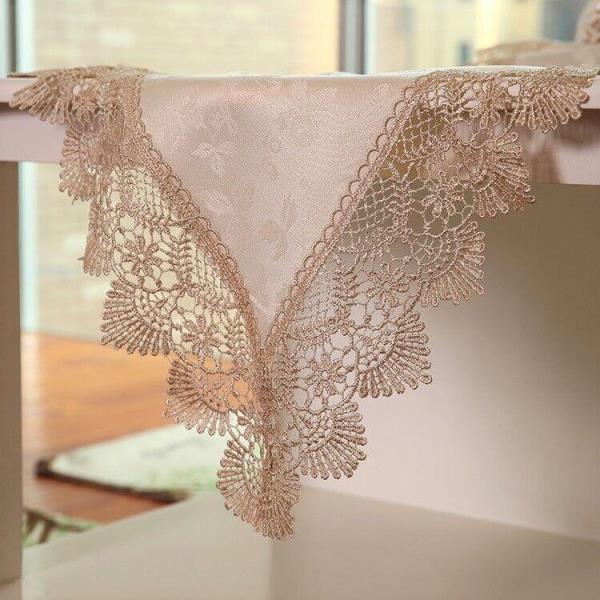 200 CM Cream Satin Lace Cloth Dining Table Runner